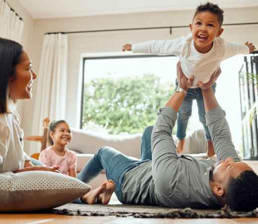 family enjoying home indoors