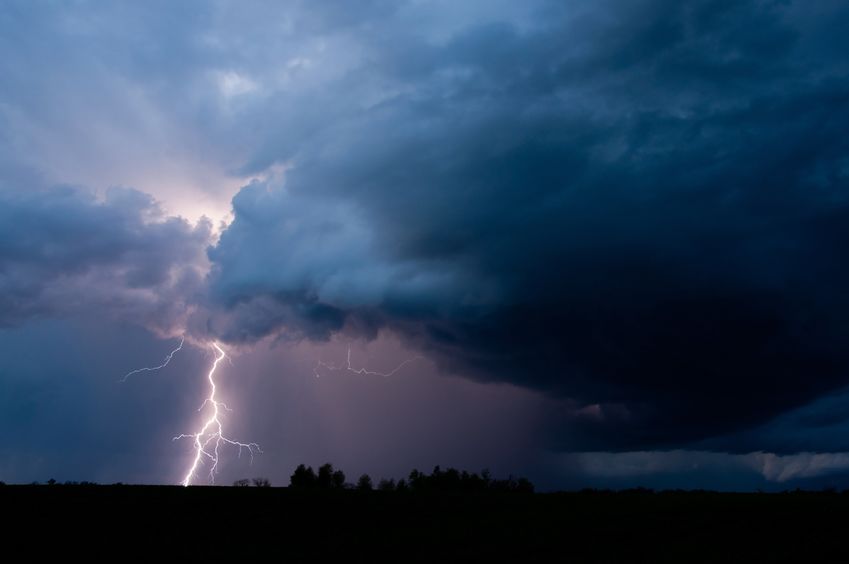 Thunder and lightning storm clouds